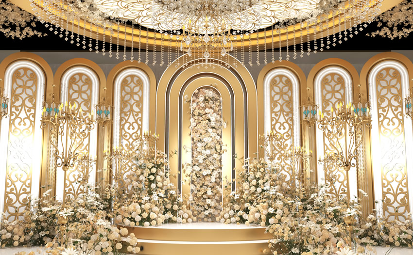 楚雄香槟色调婚礼堂效果展示